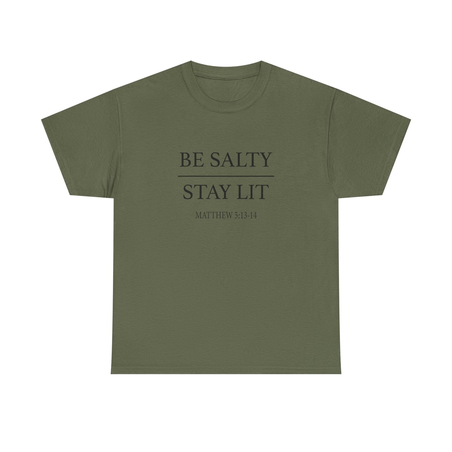 Unisex Heavy Cotton Tee with 'Be Salty Stay Lit' Design - Perfect for Casual Wear, Gifts, Christian Events, Summer Parties, Everyday Style