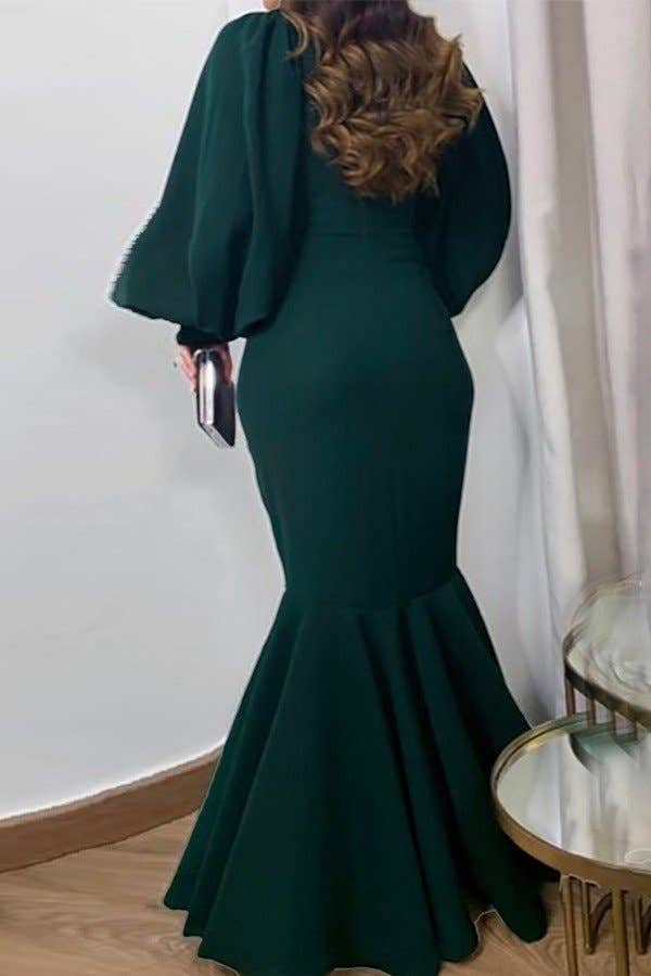 V-Neck Fishtail Evening Gown