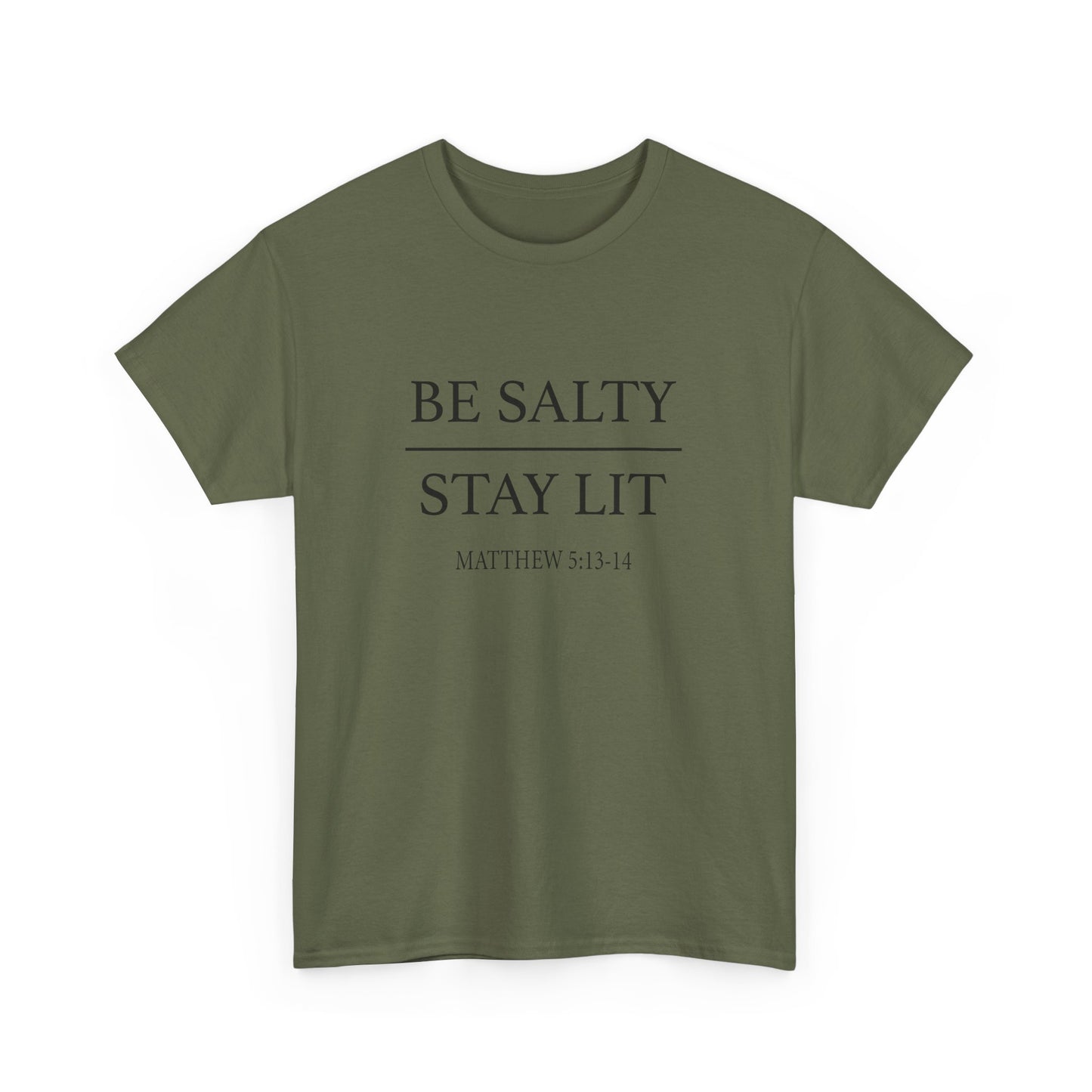 Unisex Heavy Cotton Tee with 'Be Salty Stay Lit' Design - Perfect for Casual Wear, Gifts, Christian Events, Summer Parties, Everyday Style