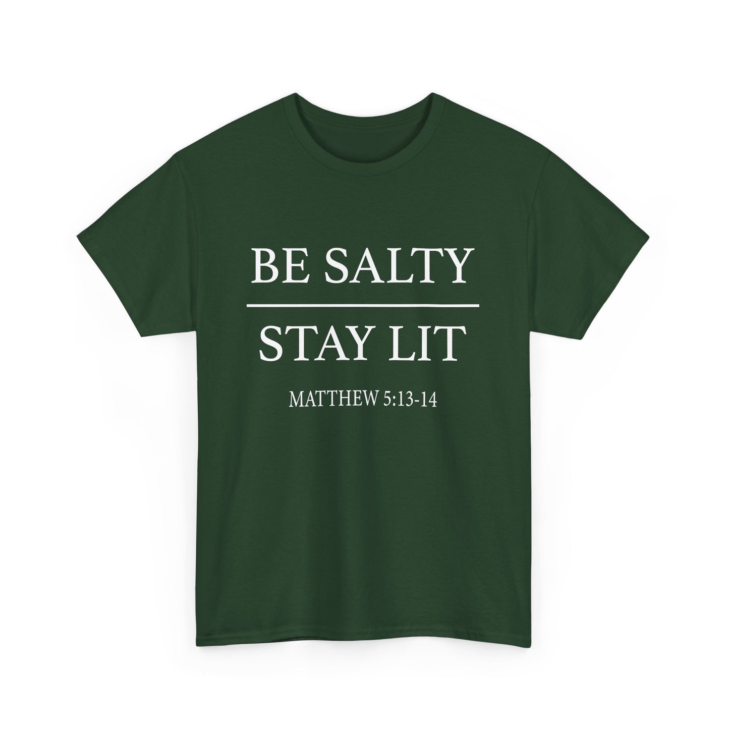 Unisex Heavy Cotton Tee: Be Salty Stay Lit, Casual T-shirt, Trendy Apparel, Inspirational Gift, Everyday Wear