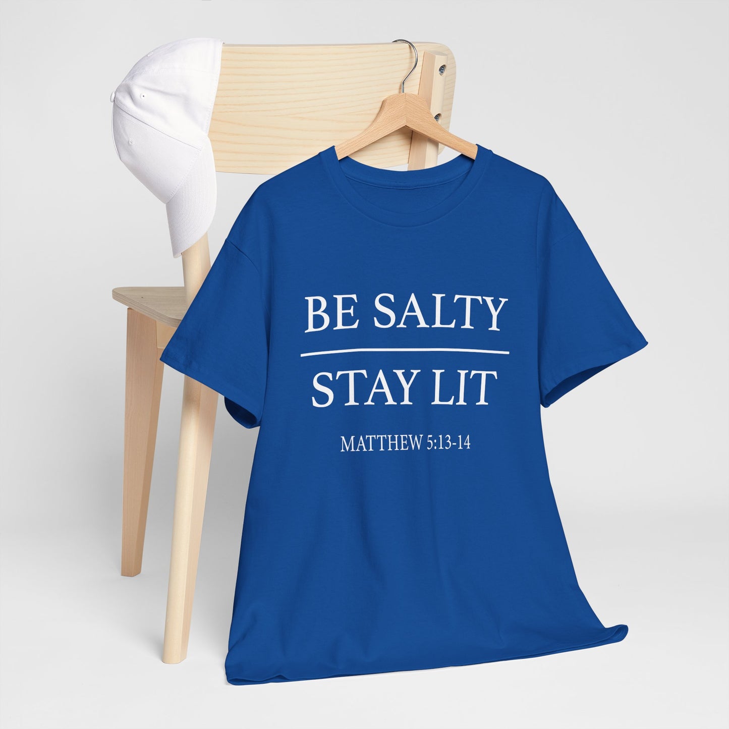 Unisex Heavy Cotton Tee: Be Salty Stay Lit, Casual T-shirt, Trendy Apparel, Inspirational Gift, Everyday Wear