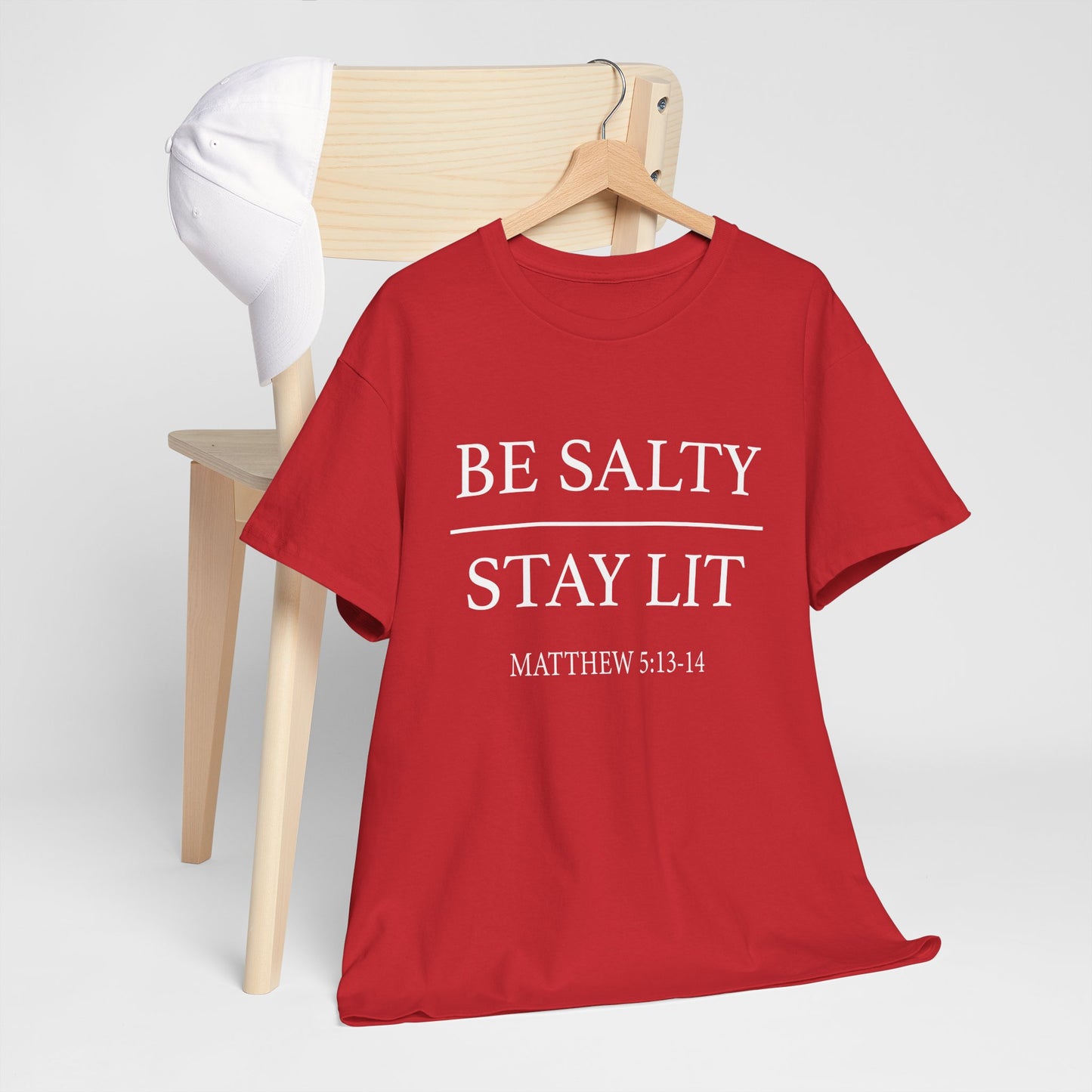 Unisex Heavy Cotton Tee: Be Salty Stay Lit, Casual T-shirt, Trendy Apparel, Inspirational Gift, Everyday Wear